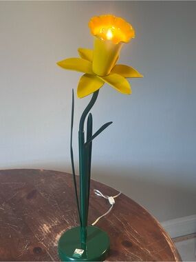 Bliss Yellow Flower Table Lamp with Green Stem
